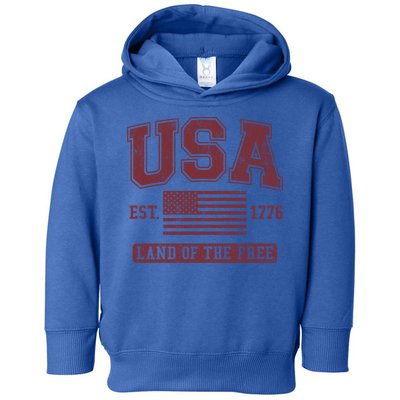 Usa Land Of The Free Maroon Graphic Gift Toddler Hoodie