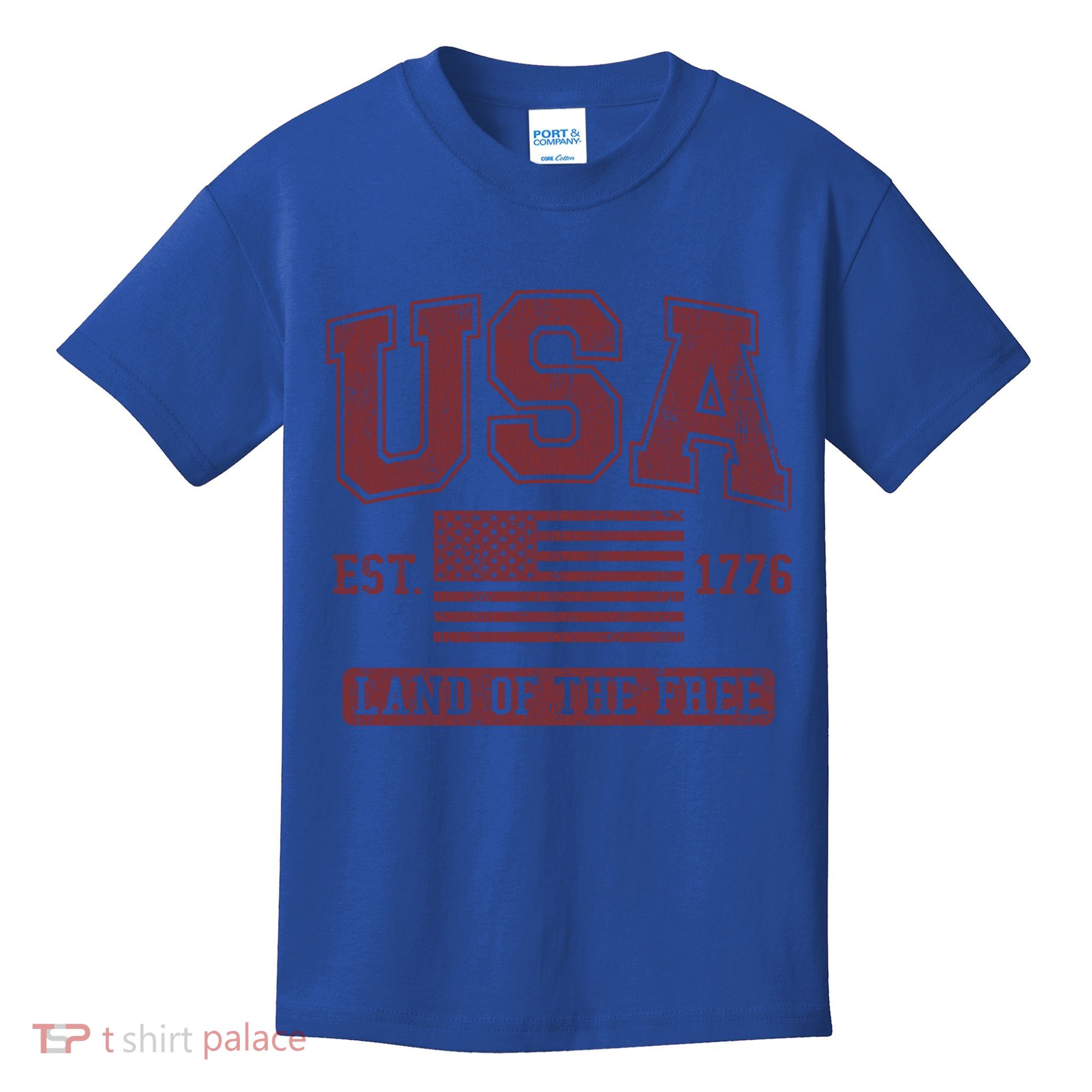 Usa Land Of The Free Maroon Graphic Gift Kids T-Shirt