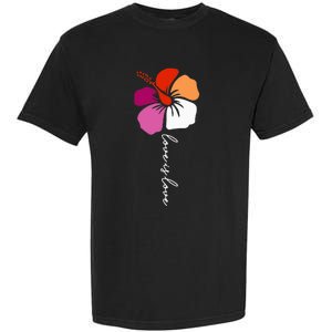 Unique Lesbian Pride Flag Colors Hibiscus LGBT Lesbian Garment-Dyed Heavyweight T-Shirt