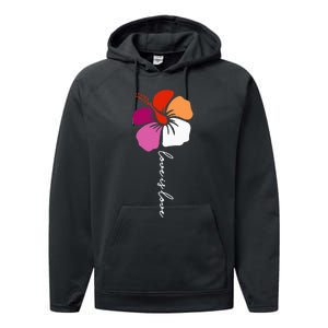 Unique Lesbian Pride Flag Colors Hibiscus LGBT Lesbian Performance Fleece Hoodie