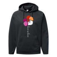 Unique Lesbian Pride Flag Colors Hibiscus LGBT Lesbian Performance Fleece Hoodie