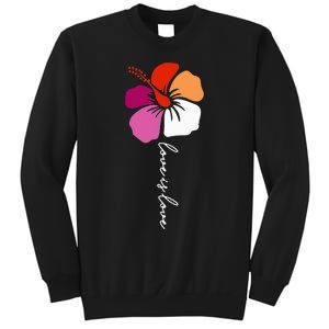 Unique Lesbian Pride Flag Colors Hibiscus LGBT Lesbian Sweatshirt