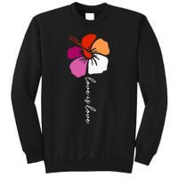 Unique Lesbian Pride Flag Colors Hibiscus LGBT Lesbian Sweatshirt