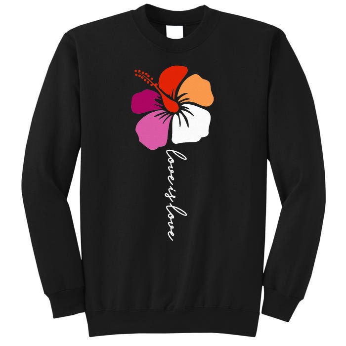 Unique Lesbian Pride Flag Colors Hibiscus LGBT Lesbian Sweatshirt