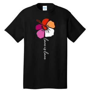 Unique Lesbian Pride Flag Colors Hibiscus LGBT Lesbian Tall T-Shirt