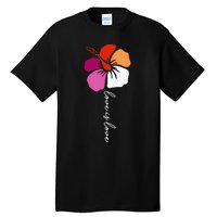 Unique Lesbian Pride Flag Colors Hibiscus LGBT Lesbian Tall T-Shirt