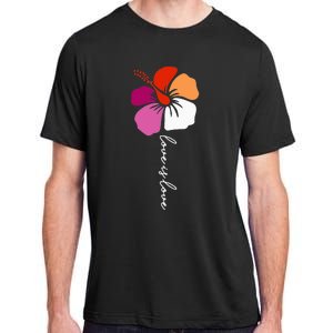 Unique Lesbian Pride Flag Colors Hibiscus LGBT Lesbian Adult ChromaSoft Performance T-Shirt