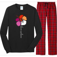 Unique Lesbian Pride Flag Colors Hibiscus LGBT Lesbian Long Sleeve Pajama Set