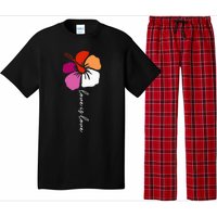 Unique Lesbian Pride Flag Colors Hibiscus LGBT Lesbian Pajama Set