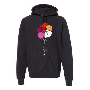 Unique Lesbian Pride Flag Colors Hibiscus LGBT Lesbian Premium Hoodie