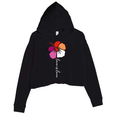 Unique Lesbian Pride Flag Colors Hibiscus LGBT Lesbian Crop Fleece Hoodie