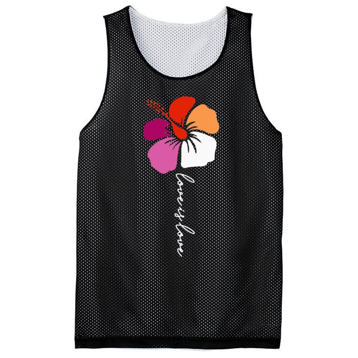 Unique Lesbian Pride Flag Colors Hibiscus LGBT Lesbian Mesh Reversible Basketball Jersey Tank