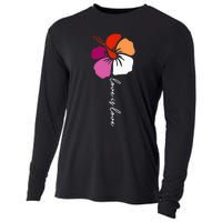 Unique Lesbian Pride Flag Colors Hibiscus LGBT Lesbian Cooling Performance Long Sleeve Crew