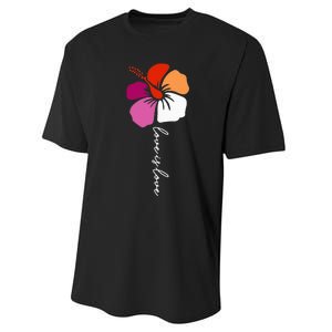 Unique Lesbian Pride Flag Colors Hibiscus LGBT Lesbian Performance Sprint T-Shirt