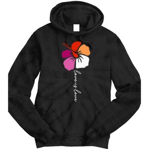 Unique Lesbian Pride Flag Colors Hibiscus LGBT Lesbian Tie Dye Hoodie