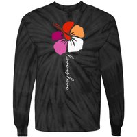 Unique Lesbian Pride Flag Colors Hibiscus LGBT Lesbian Tie-Dye Long Sleeve Shirt