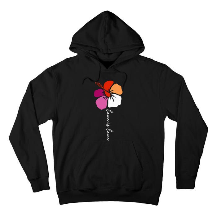 Unique Lesbian Pride Flag Colors Hibiscus LGBT Lesbian Tall Hoodie