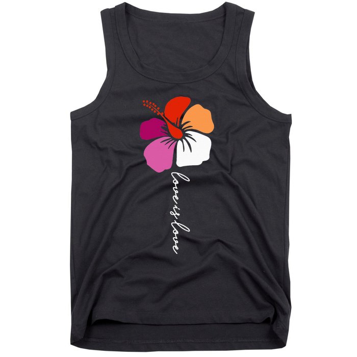 Unique Lesbian Pride Flag Colors Hibiscus LGBT Lesbian Tank Top