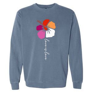 Unique Lesbian Pride Flag Colors Hibiscus LGBT Lesbian Garment-Dyed Sweatshirt