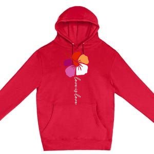 Unique Lesbian Pride Flag Colors Hibiscus LGBT Lesbian Premium Pullover Hoodie