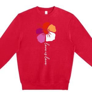 Unique Lesbian Pride Flag Colors Hibiscus LGBT Lesbian Premium Crewneck Sweatshirt