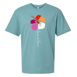 Unique Lesbian Pride Flag Colors Hibiscus LGBT Lesbian Sueded Cloud Jersey T-Shirt