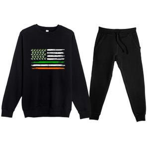 Unicorn Leprechaun St Patricks Day USA Flag Lepricorn Premium Crewneck Sweatsuit Set