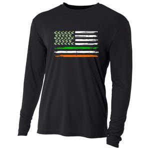 Unicorn Leprechaun St Patricks Day USA Flag Lepricorn Cooling Performance Long Sleeve Crew