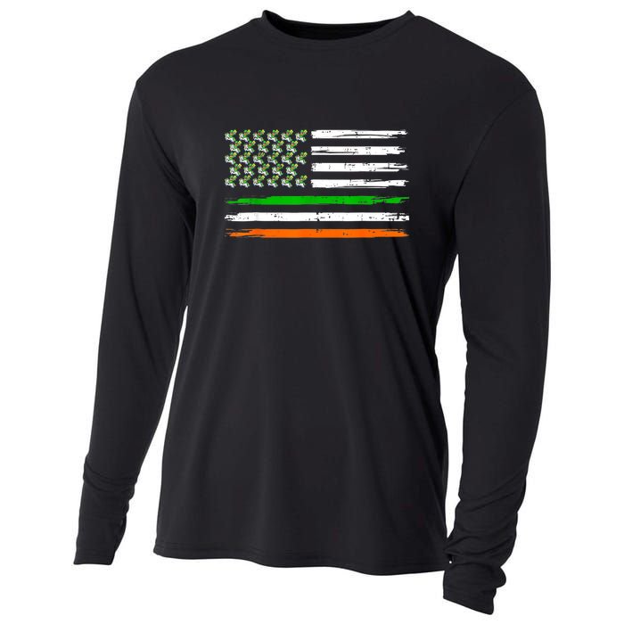 Unicorn Leprechaun St Patricks Day USA Flag Lepricorn Cooling Performance Long Sleeve Crew