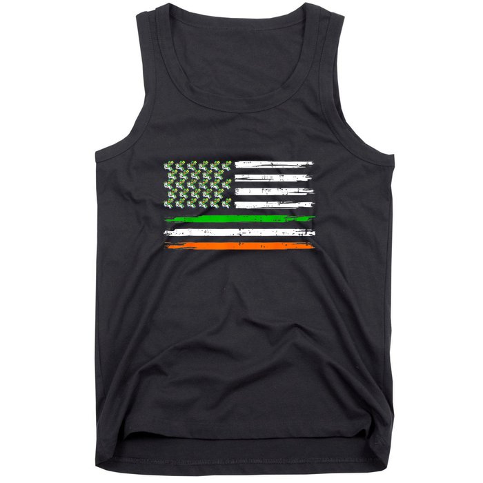 Unicorn Leprechaun St Patricks Day USA Flag Lepricorn Tank Top