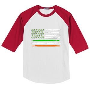 Unicorn Leprechaun St Patricks Day USA Flag Lepricorn Kids Colorblock Raglan Jersey