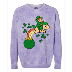 Unicorn Leprechaun St Patricks Day Colorblast Crewneck Sweatshirt