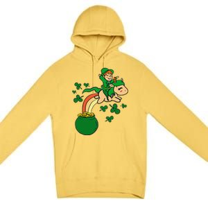 Unicorn Leprechaun St Patricks Day Premium Pullover Hoodie