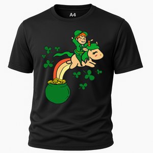 Unicorn Leprechaun St Patricks Day Cooling Performance Crew T-Shirt