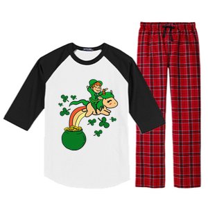 Unicorn Leprechaun St Patricks Day Raglan Sleeve Pajama Set