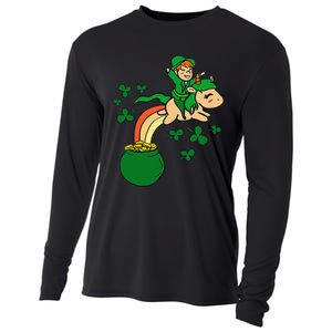 Unicorn Leprechaun St Patricks Day Cooling Performance Long Sleeve Crew