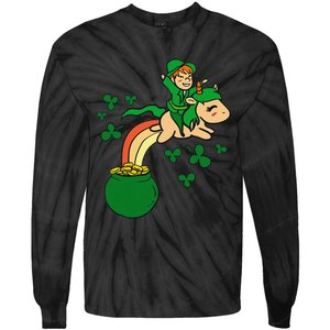 Unicorn Leprechaun St Patricks Day Tie-Dye Long Sleeve Shirt