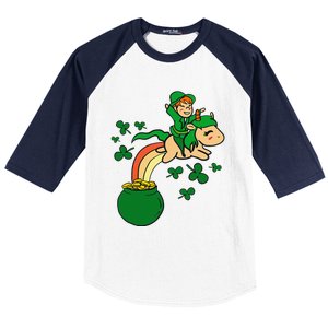 Unicorn Leprechaun St Patricks Day Baseball Sleeve Shirt