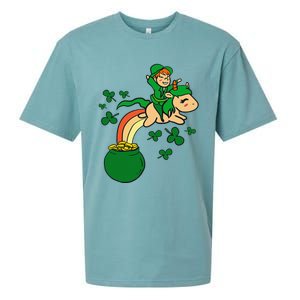 Unicorn Leprechaun St Patricks Day Sueded Cloud Jersey T-Shirt