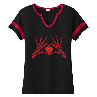 Undying Love Skeleton Hands With Heart Cute Gift Ladies Halftime Notch Neck Tee