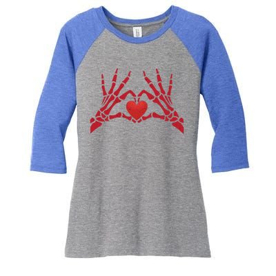 Undying Love Skeleton Hands With Heart Cute Gift Women's Tri-Blend 3/4-Sleeve Raglan Shirt