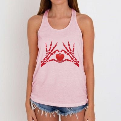 Undying Love Skeleton Hands With Heart Cute Gift Women's Knotted Racerback Tank