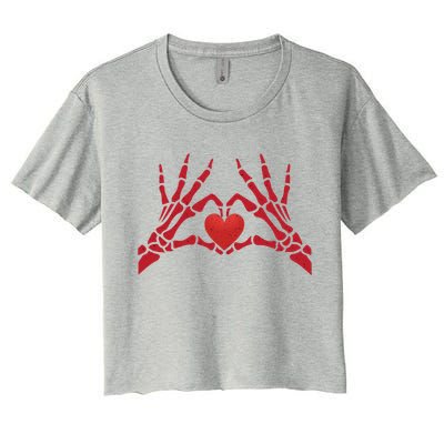 Undying Love Skeleton Hands With Heart Cute Gift Women's Crop Top Tee