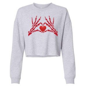 Undying Love Skeleton Hands With Heart Cute Gift Cropped Pullover Crew