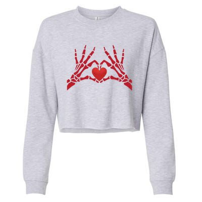 Undying Love Skeleton Hands With Heart Cute Gift Cropped Pullover Crew