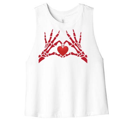 Undying Love Skeleton Hands With Heart Cute Gift Women's Racerback Cropped Tank