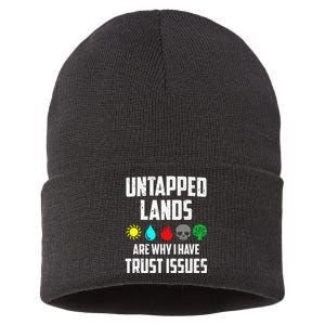 Untapped Lands Trust Issues Funny Magic Geek TCG Sustainable Knit Beanie