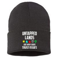 Untapped Lands Trust Issues Funny Magic Geek TCG Sustainable Knit Beanie