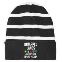 Untapped Lands Trust Issues Funny Magic Geek TCG Striped Beanie with Solid Band