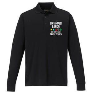 Untapped Lands Trust Issues Magic Funny Geek TCG Classic Fit Short Sleeve Black Performance Long Sleeve Polo